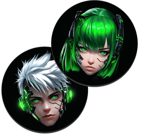 Два персонажа коллекции Razer в игровых гарнитурах